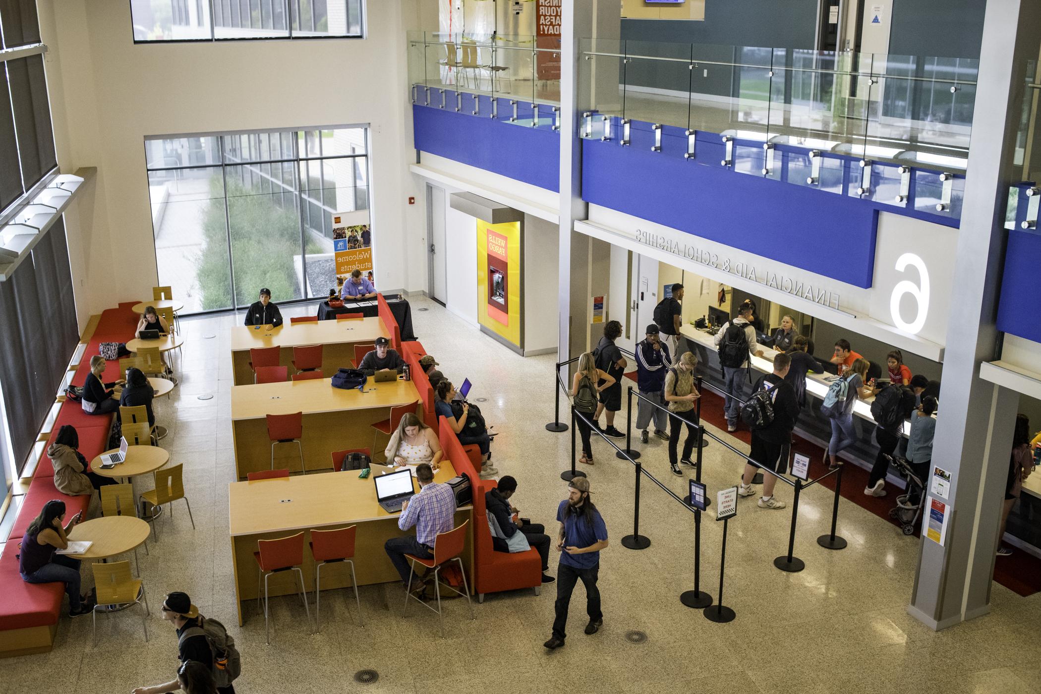 Photo from 2nd floor overlooking Financial Aid counter