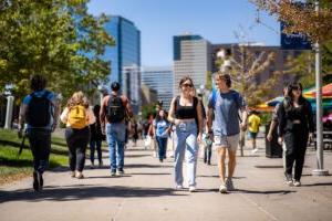 Students walking on campus